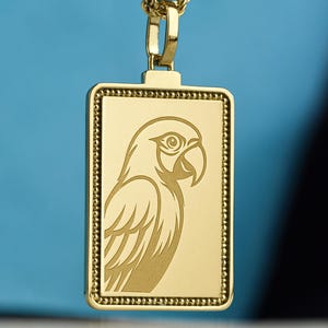 14K Gold Parrot Necklace, Tropical Bird Pendant, Colorful Wildlife Charm, Talking Bird Jewelry, Parakeet Amulet Gift, Exotic Parrot Necklace