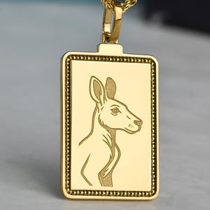 14K Gold Känguru Halskette, Australischer Anhänger, Outback Wildtier Charme, Beuteltier Schmuck, Natur-Liebhaber-Geschenk