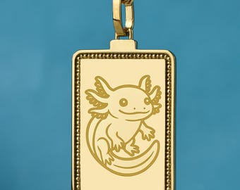 14K Gold Axolotl Necklace, Amphibian Pendant for Her, Pet Axolotl Jewelry, Aquatic Creature Charm, Salamander Lover Gift, Axolotl Jewelry