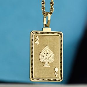 14K Gold Ace of Spades Necklace, Personalized Ace Card Pendant, Gambler Gift, Casino Gift, Black Jack Necklace, Husband Gift, Betting Gift