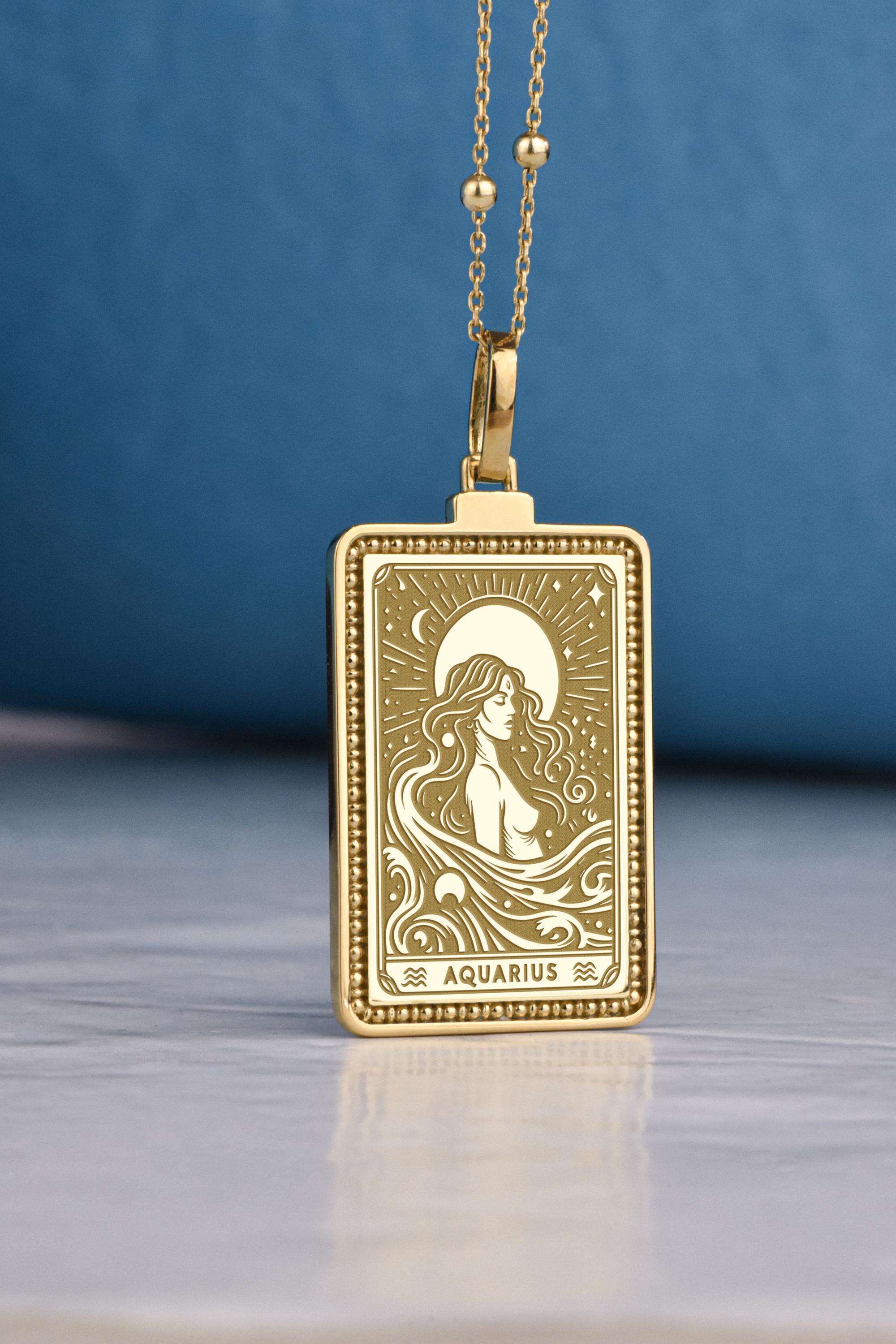 Pendentif Médaille Signe Du Zodiaque Verseau ♒️ - Plaqué Argent, Neuf De Fond Bijouterie, Modèle 3