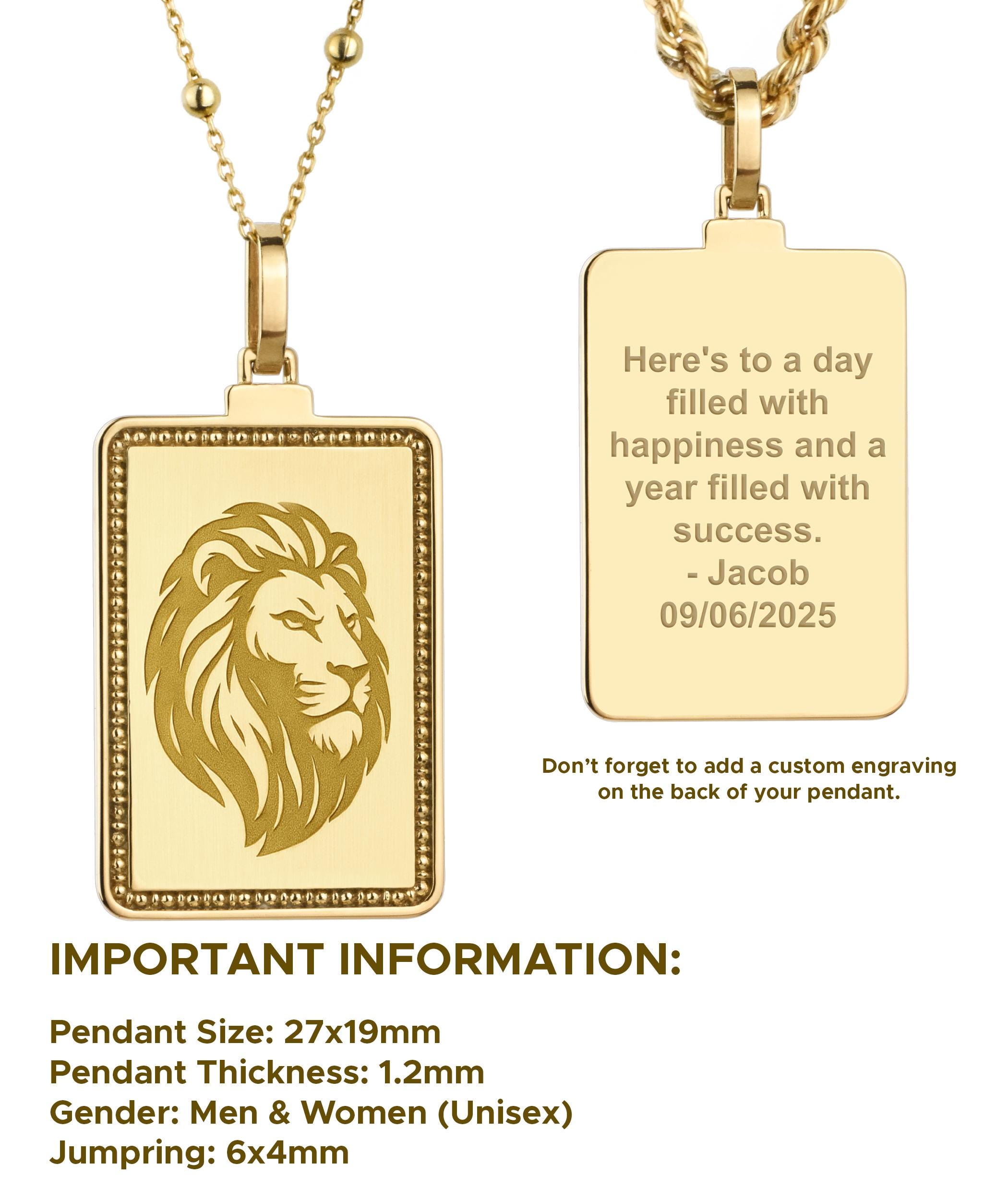 14K Gold Lion Necklace, African Safari Animal Pendant, King of the 