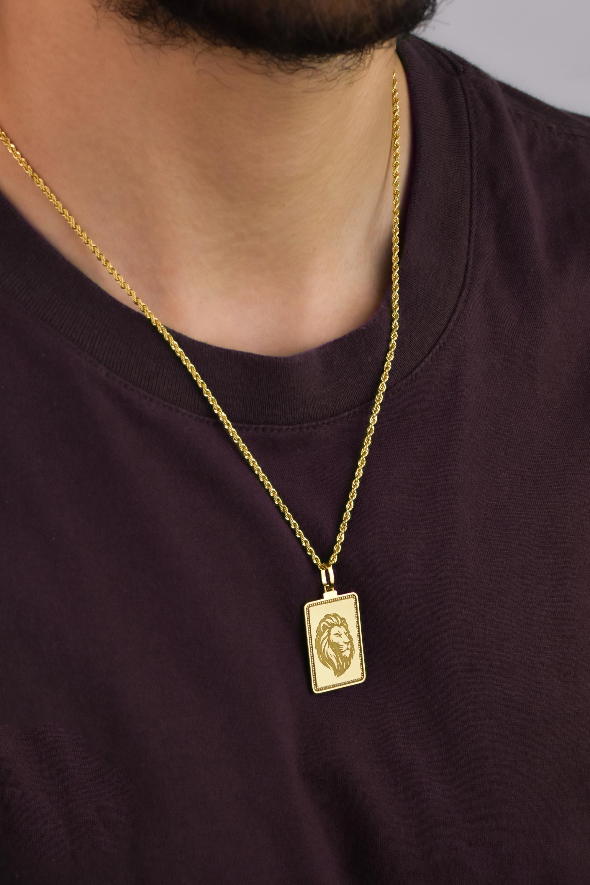 14K Gold Lion Necklace, African Safari Animal Pendant, King of the 