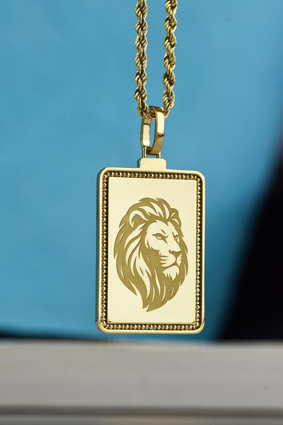 14K Gold Lion Necklace, African Safari Animal Pendant, King of the