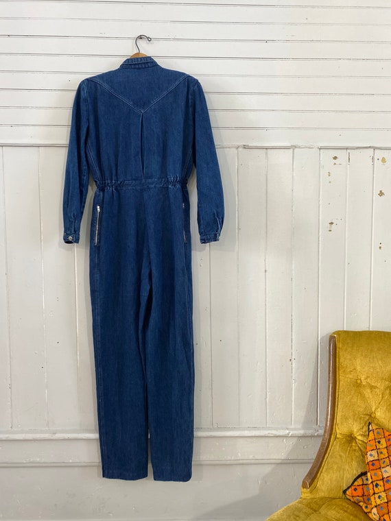 Rare Vintage 70’s Blue Denim Jumpsuit Chambray Co… - image 9