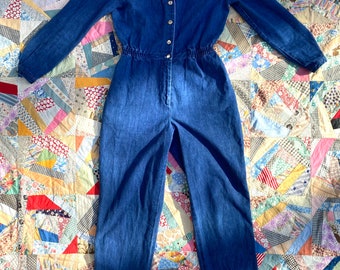 Rare Vintage 70’s Blue Denim Jumpsuit Chambray Coveralls