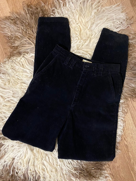 70’s Extra High Waisted Black Corduroy Pants L.L.… - image 2