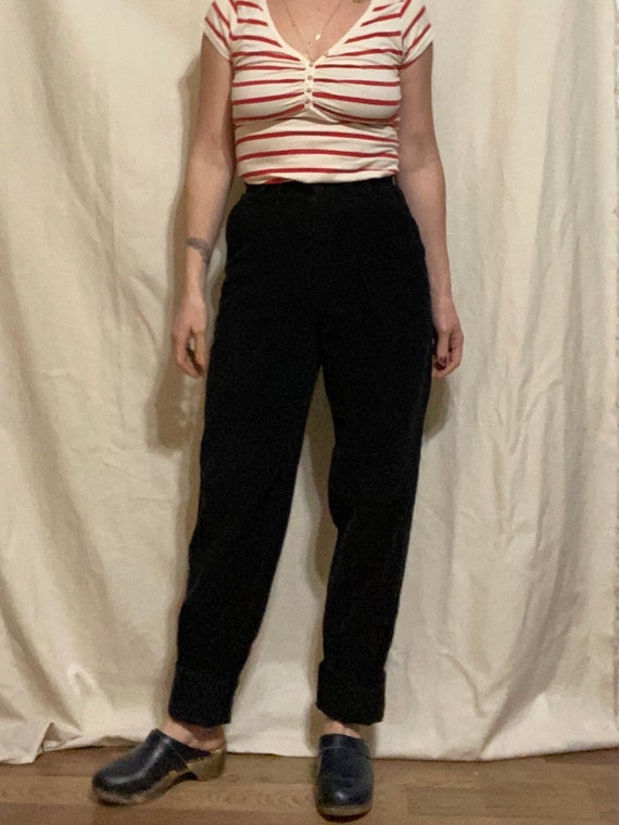 70’s Extra High Waisted Black Corduroy Pants L.L.… - image 8