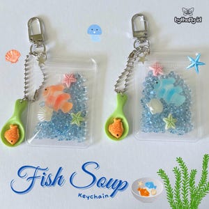 Fish soup keychain pouch / Fish orange and blue
