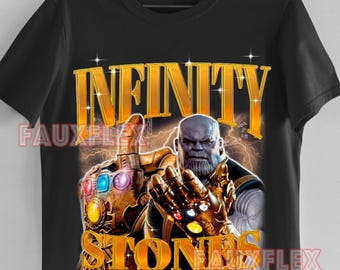Camiseta INFINITY STONES, camiseta retro de Avengers End Game, camisetas vintage de cómics para fans del MCU, regalo de cumpleaños familiar para adultos y niños.