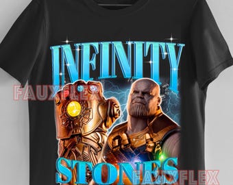 Camiseta INFINITY STONES, camiseta retro de Avengers End Game, camisetas vintage de cómics para fans del MCU, regalo de cumpleaños familiar para adultos y niños.