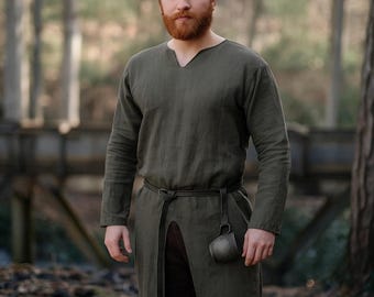 Retro Medieval Tunic for Men, Knight Halloween Costume, Viking Renaissance Shirt, Pirate LARP Outfit, Fantasy Festival Top, Historical Wear