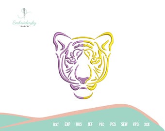Tiger Stickmuster, Maschinenstickerei, Maschinenstickerei, Maskottchen inspiriertes digitales Stickmuster, Abschlussgeschenk Aufnäher, Download