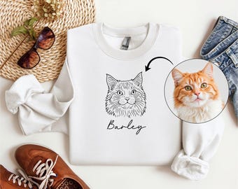 Personalized Sweatshirt with Photo, Custom Pet Photo Hoodie, Custom Dog Cat Crewneck Sweatshirt, Pet Lover Gift for Him or Her, Cat Dad Gift
