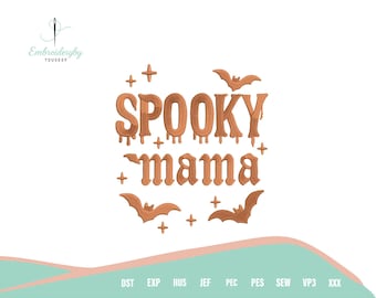 Spooky Season Embroidery File, MAMA Applique Halloween Design, Machine Embroidery Pattern, Fall Sewing Embroidery Designs, Instant Download