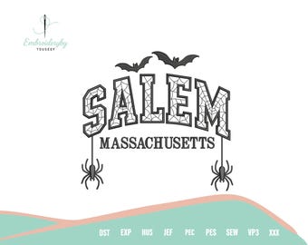 Halloween Salem Stickdatei, Hexe Maschinenstickerei, Spooky Saison Stickmuster, Gothic Stickerei, Hexerei Stich Geschenke