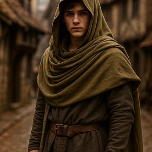 Renaissance Pirate Hooded Scarf for Men, Medieval Gothic Cowl Cloak, Cosplay Wrap Cape, Masquerade Costume, Halloween Medieval Accessories