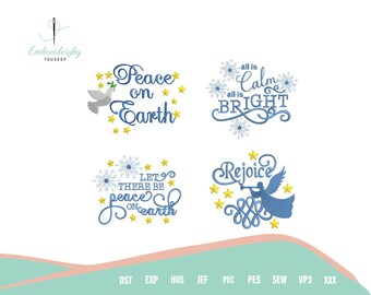 Peace on Earth Embroidery Designs, Christmas Machine Embroidery Set, Religious Holiday Stitch Patterns, Festive Christian Embroidery Designs