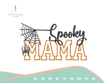 Griezelig seizoen MAMA stoffenontwerp, Halloween-borduurbestand, Halloween-machineborduurpatroon, instant digitale download voor DIY Crafts