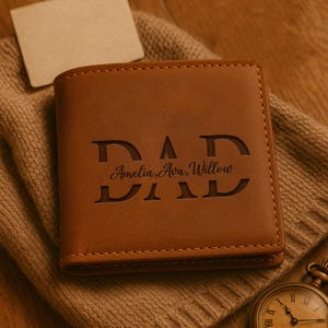 Brieftasche aus Leder mit Gravur für Herren, personalisierte Brieftasche für Papa, benutzerdefinierte Monogramm-Brieftasche, Geschenkidee zum Vatertag, Geschenk für Ehemann oder Opa