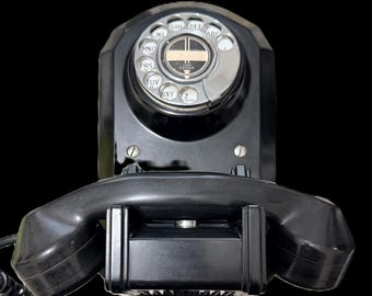 Vintage AE “Jukebox” Rotary Wall Phone Black Industrial Mid Century Telephone L5000 A3 Tested Works No Ring