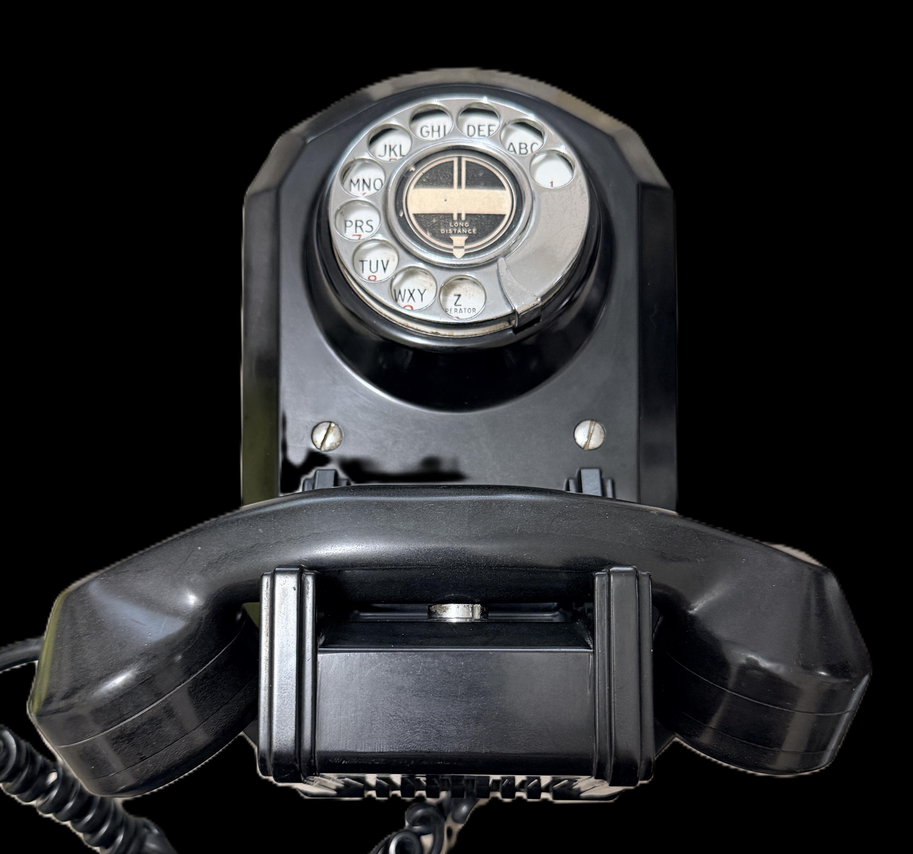 Vintage AE “jukebox” Rotary Wall Phone Black Industrial Mid