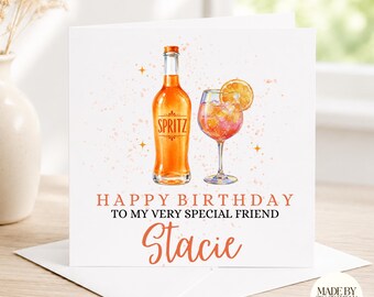 Personalised Spritz Birthday Card | Orange Spritz Birthday Card | Birthday Card For Friend | Cocktail Birthday Card | Birthday Card For Her