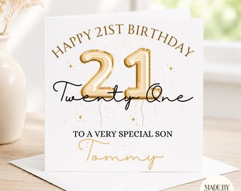 Personalised 21st Birthday Card For Son,Nephew,Grandson | 21st Birthday Card For Him | 21st Birthday Card | Personalised 21st Birthday Card