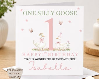 Personalised 1st Birthday Card | One Silly Goose | 1st Birthday Card | First Birthday Card | 1st Birthday | 1st Birthday Card For Girl