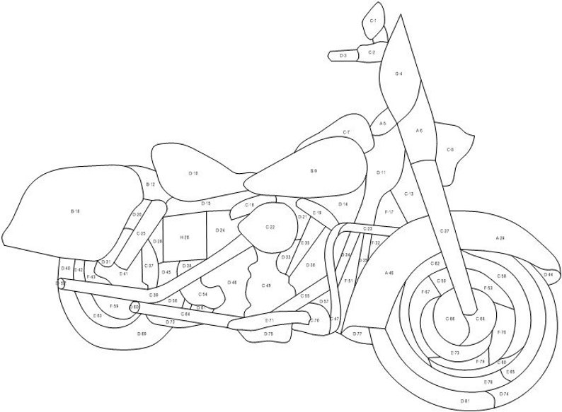 Blue motorcycle stained glass pattern design | Etsy