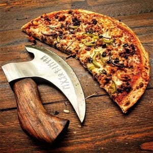 Custom Handmade Pizza Axe, Viking Pizza Cutter Axe, Viking Bearded Camping Axe, Thanksgiving Gift, Father&#39;s day Gift, Gift For Him & Her