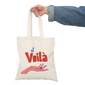 Charming Tote Bag with &#39;et Voilà&#39; Design, Eco-Friendly Shopping Bag, Gift for Her, Reusable Grocery Tote, Feminine Accessory