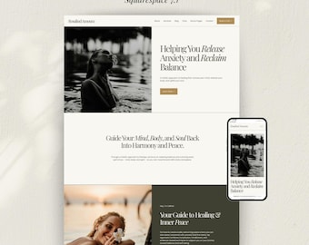 Website Template Squarespace 7.1, Online Coach, Therapeut Website, Counselor, Psychologe, Minimal Template mit Blog