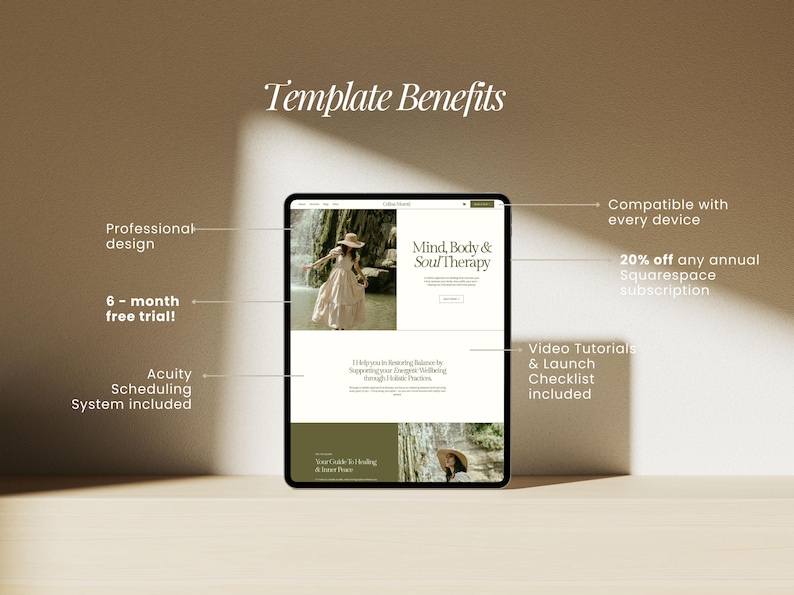 Website Template Squarespace 7.1, Online Coach, Therapist Website, Counsellor, Psychologist, Holistic Practitioner, Template with Blog image 9