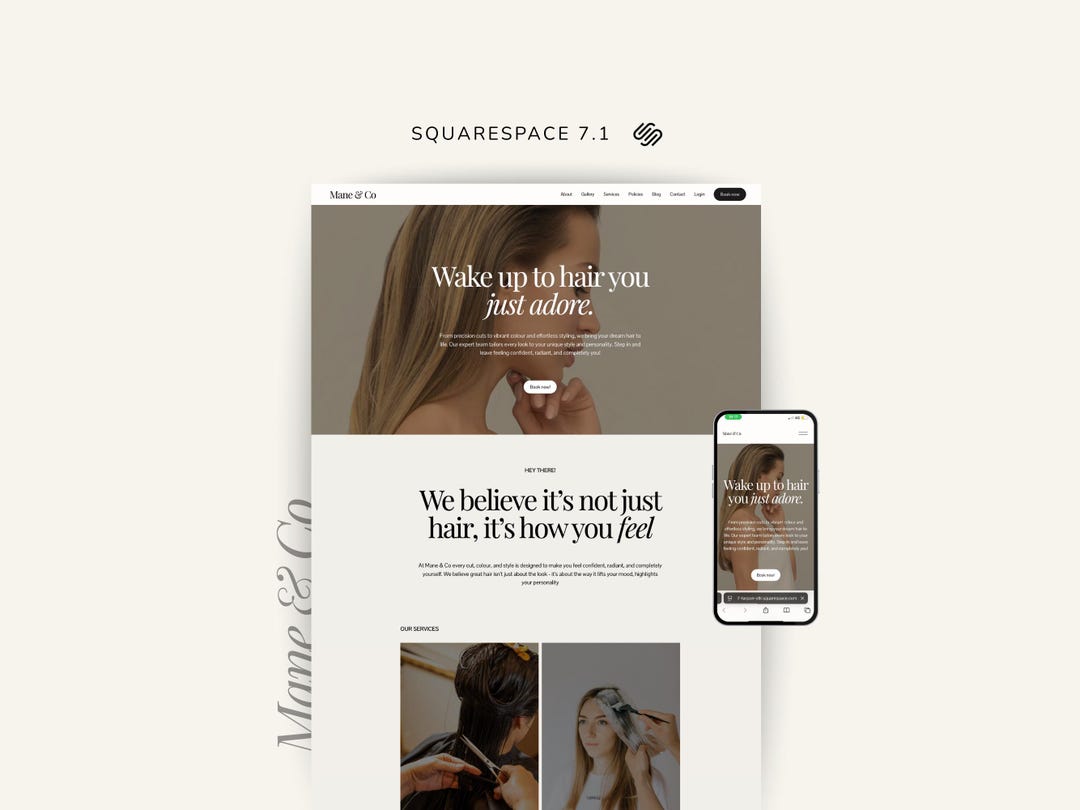 Squarespace Hair Salon Website Template, Wellness Website Template