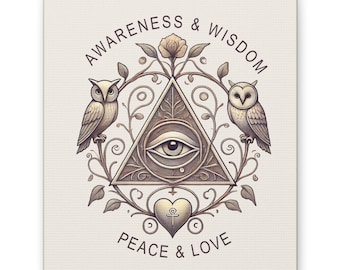 Awareness and Wisdom, Peace and Love Canvas Wall Art