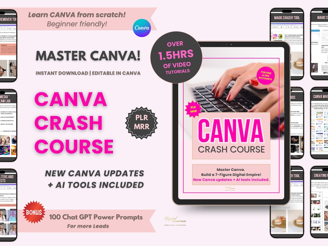 Canva Crash Course for Beginners + AI Tools | PLR MRR Digital Product ...