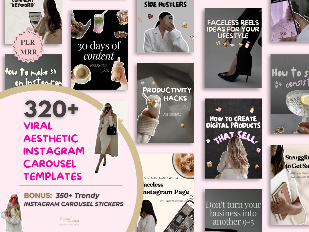 320+ Viral Instagram Carousel Templates | Faceless Aesthetic IG Posts ...
