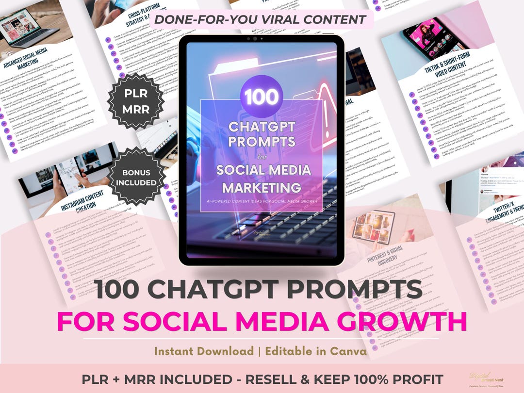 100 Chatgpt Prompts for Social Media Marketing, DFY Content Ideas, PLR ...