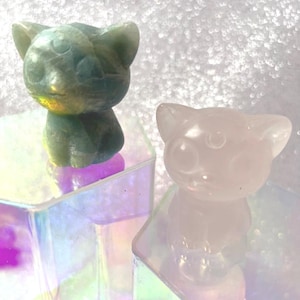Sailor Moon Crystal Carving, Moon Princess and Luna cat crystals, anime manga inspired home decor, cute gift for her, cat statue, gemstone
