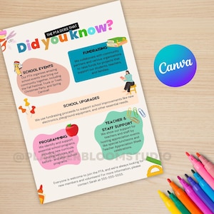 Editable PTA Flyer Template | PTO Volunteer Recruitment & Membership Form | School Event Printable Canva Flyer