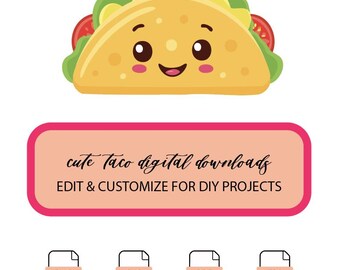 Taco Fofo – Clipart para Artesanato DIY | svg, png, PDF, EPS | Download Digital