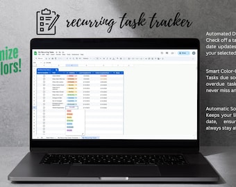 Rastreador de tarefas recorrentes para Planilhas Google - Download instantâneo