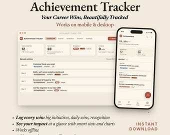Achievement Tracker — Easy Career Achievement Logger for Annual Reviews, Promotions and Career Development