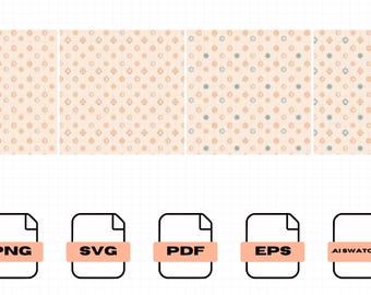 Padrão Boho em Tons de Pêssego e Verde Sálvia - 4 Designs de Papel Digital (SVG, PNG, PDF)