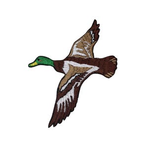 Natural Duck Embroidery Patch - Flying Mallard Drake, Iron On Or Sew On, 3x2 Inches - View #4