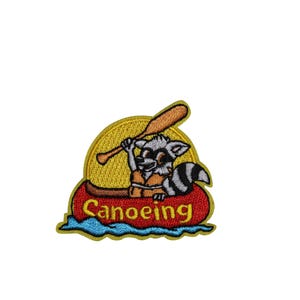 Canoeing Embroidered Iron On Patch - Canoe Camping 48-O