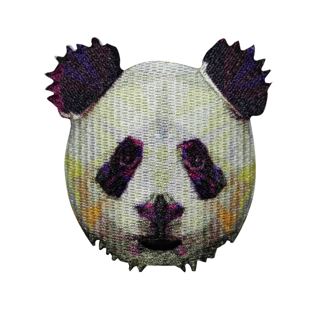 Geometric Rainbow Panda Embroidered Iron on Patch - Bear Wild Animal ...
