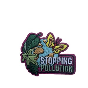 Stopping Pollution Embroidered Iron On Patch 53-V