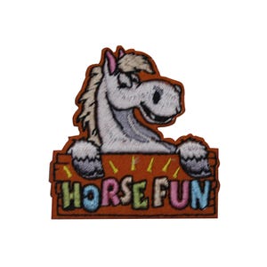 Horse Fun Embroidered Iron On Patch 53-N